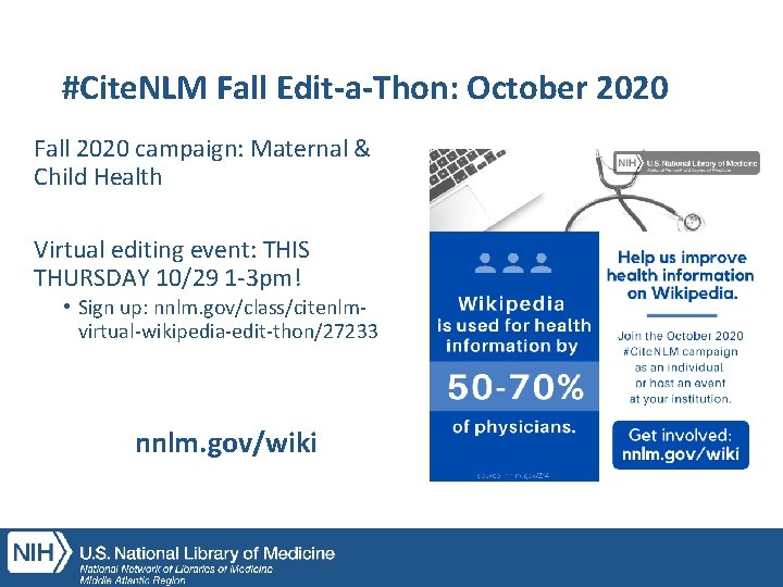 #Cite. NLM Fall Edit-a-Thon: October 2020 Fall 2020 campaign: Maternal & Child Health Virtual