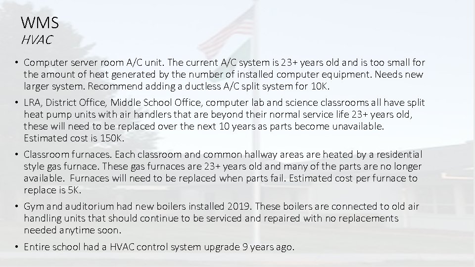 WMS HVAC • Computer server room A/C unit. The current A/C system is 23+