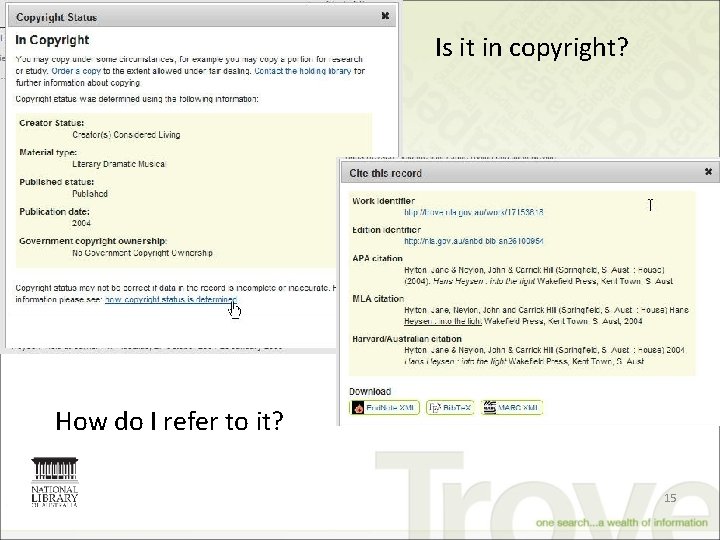 Is it in copyright? How do I refer to it? 15 