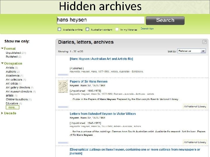 Hidden archives 