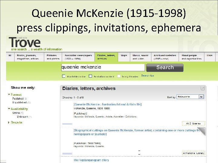 Queenie Mc. Kenzie (1915 -1998) press clippings, invitations, ephemera 