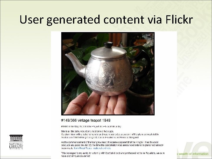 User generated content via Flickr 