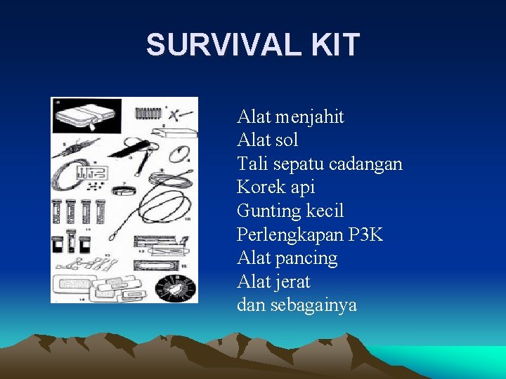 SURVIVAL KIT Alat menjahit Alat sol Tali sepatu cadangan Korek api Gunting kecil Perlengkapan