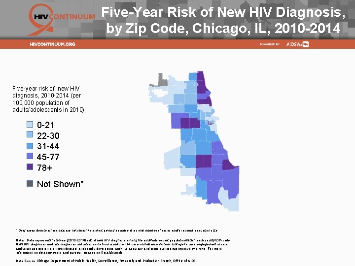 Five-Year Risk of New HIV Diagnosis, by Zip Code, Chicago, IL, 2010 -2014 Five-year