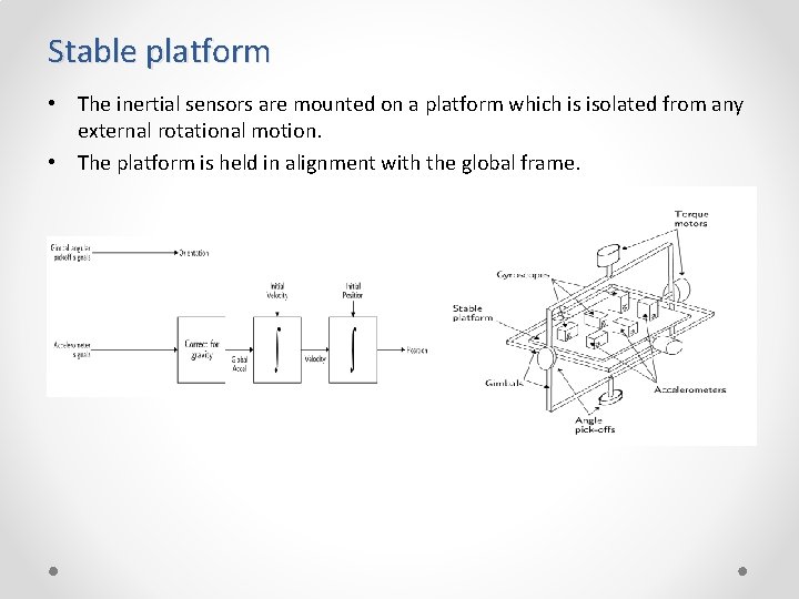 Stable platform • The inertial sensors are mounted on a platform which is isolated