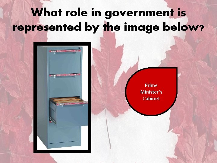 What role in government is represented by the image below? Prime Minister’s Cabinet 