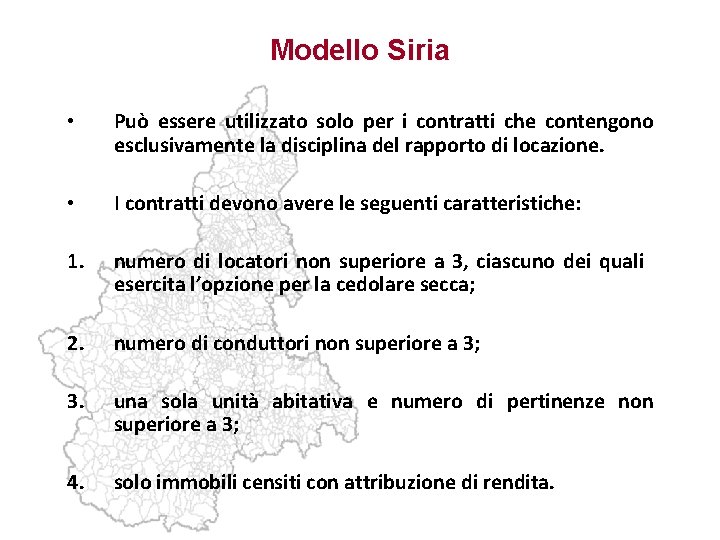 Modello Siria • Può essere utilizzato solo per i contratti che contengono esclusivamente la