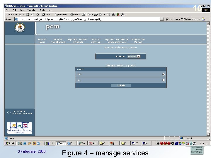 10 3 February 2003 Figure 4 – manage services 