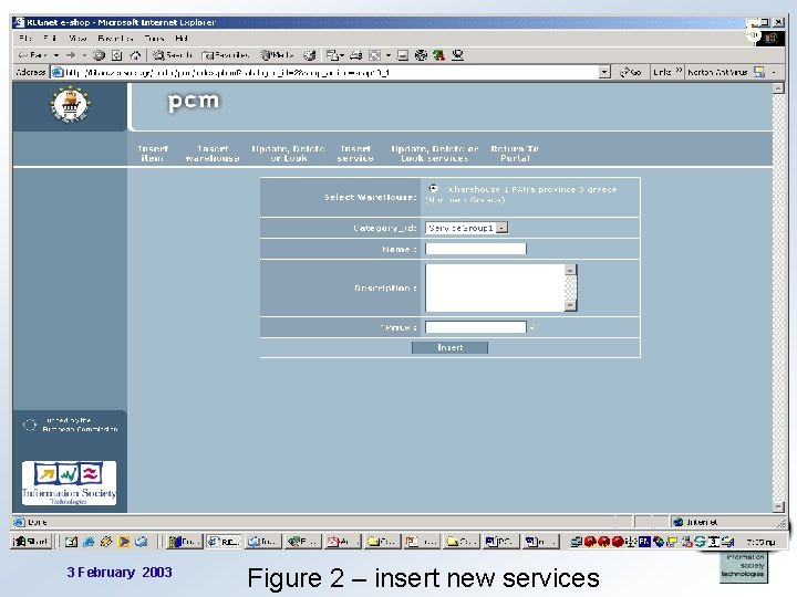 5 3 February 2003 Figure 2 – insert new services 
