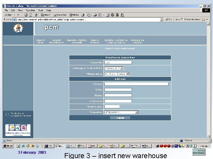 7 3 February 2003 Figure 3 – insert new warehouse 