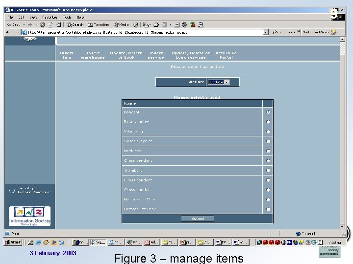 9 3 February 2003 Figure 3 – manage items 