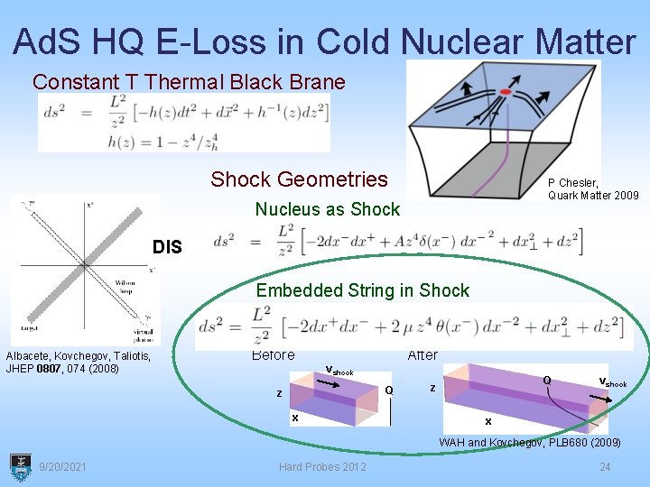 Ad. S HQ E-Loss in Cold Nuclear Matter Constant T Thermal Black Brane Shock