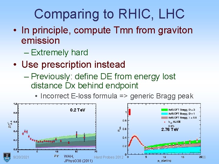 Comparing to RHIC, LHC • In principle, compute Tmn from graviton emission – Extremely