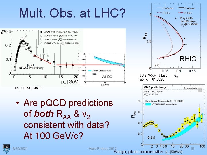 Mult. Obs. at LHC? RHIC J Jia, WAH, J Liao, ar. Xiv: 1101. 0290