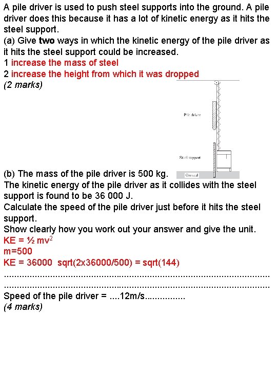 A pile driver is used to push steel supports into the ground. A pile
