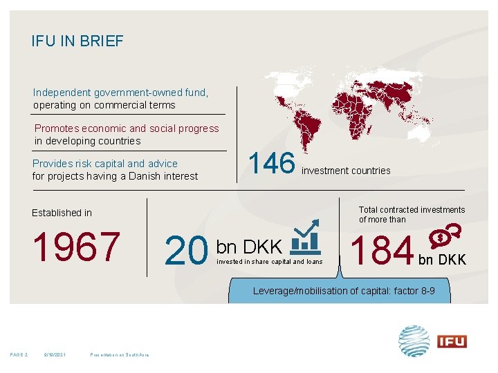 IFU IN BRIEF Independent government-owned fund, operating on commercial terms Promotes economic and social IFU IN BRIEF Independent government-owned fund, operating on commercial terms Promotes economic and social