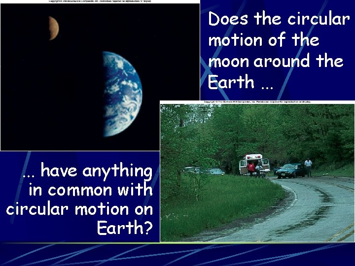 Does the circular motion of the moon around the Earth. . . have anything