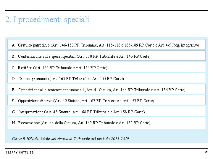 2. I procedimenti speciali A. Gratuito patrocinio (Art. 146 -150 RP Tribunale, Art. 115