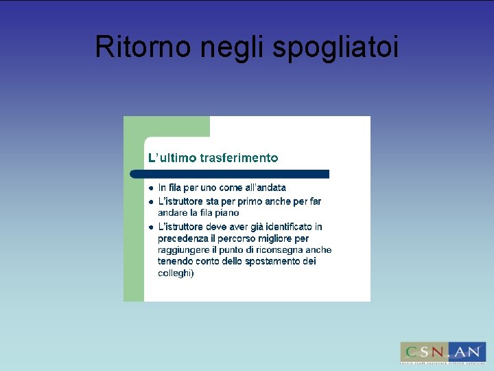 Ritorno negli spogliatoi 