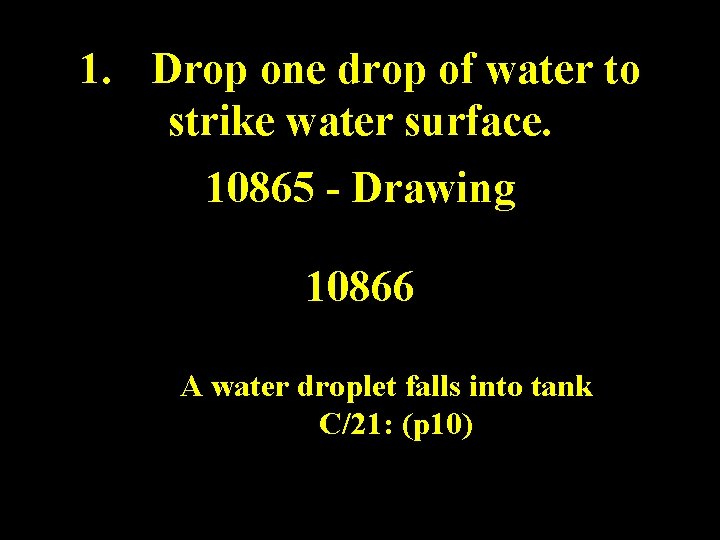 1. Drop one drop of water to strike water surface. 10865 - Drawing 10866 1. Drop one drop of water to strike water surface. 10865 - Drawing 10866