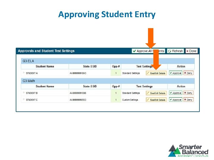 Approving Student Entry 
