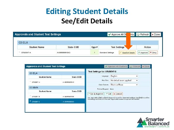 Editing Student Details See/Edit Details 