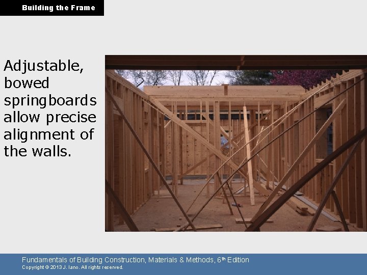 Building the Frame Adjustable, bowed springboards allow precise alignment of the walls. Fundamentals of