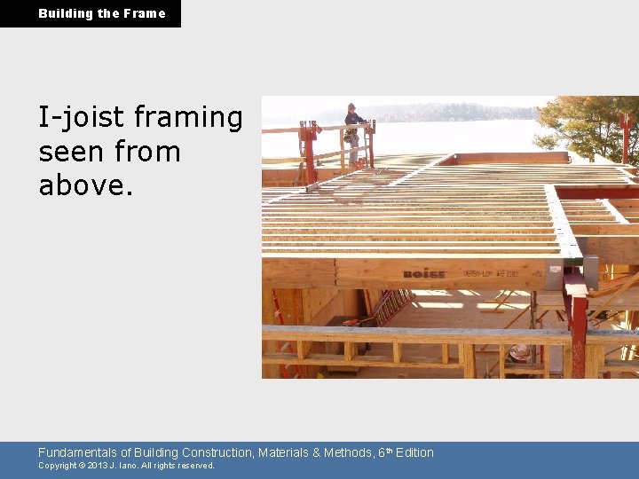 Building the Frame I-joist framing seen from above. Fundamentals of Building Construction, Materials &