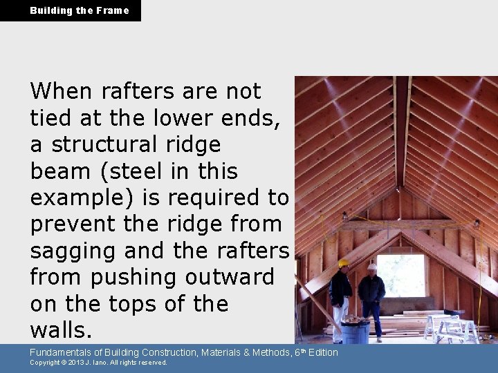 Building the Frame When rafters are not tied at the lower ends, a structural