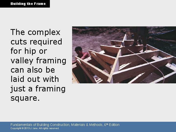 Building the Frame The complex cuts required for hip or valley framing can also