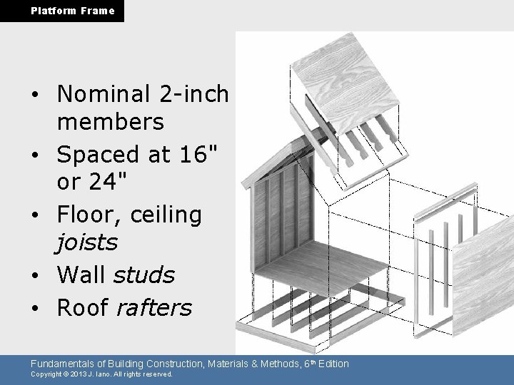 Platform Frame • Nominal 2 -inch members • Spaced at 16" or 24" •