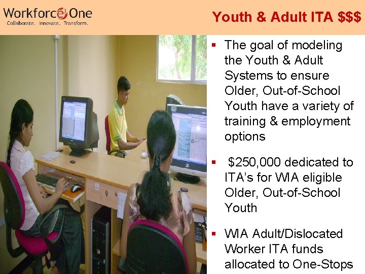 Youth & Adult ITA $$$ § The goal of modeling the Youth & Adult Youth & Adult ITA $$$ § The goal of modeling the Youth & Adult