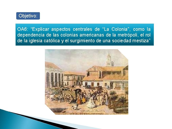 Objetivo: OA 6: “Explicar aspectos centrales de “La Colonia”, como la dependencia de las