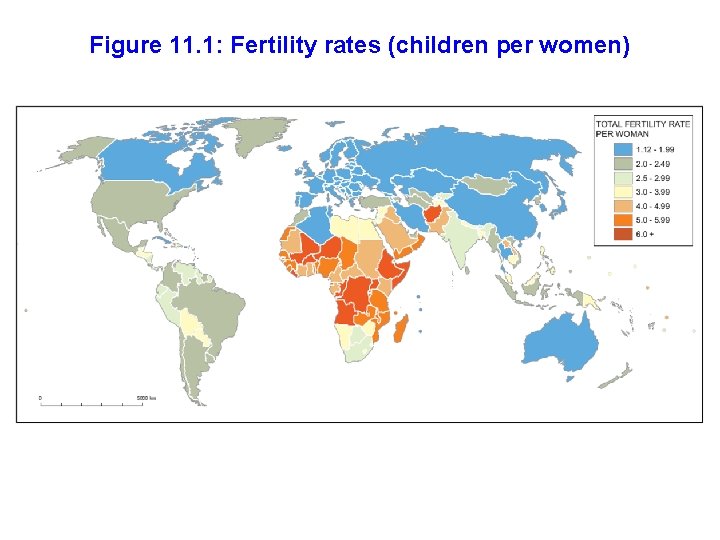 Figure 11. 1: Fertility rates (children per women) 