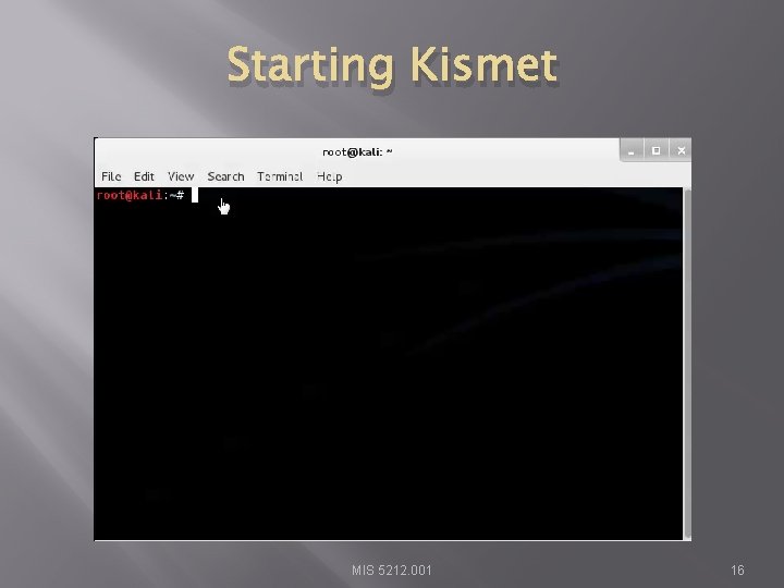 Starting Kismet MIS 5212. 001 16 