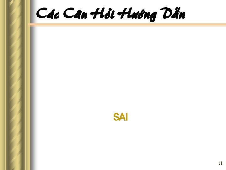 Caùc Caâu Hoûi Höôùng Daãn SAI 11 