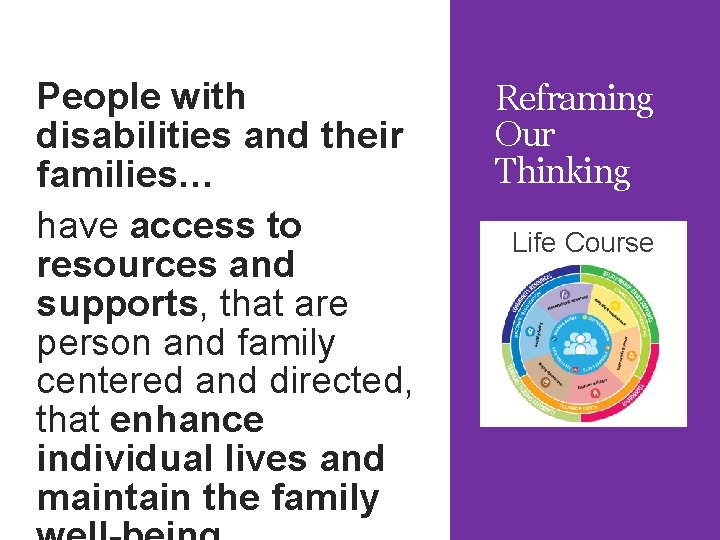 People with disabilities and their families… have access to resources and supports, that are