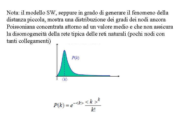 Nota: il modello SW, seppure in grado di generare il fenomeno della distanza piccola,