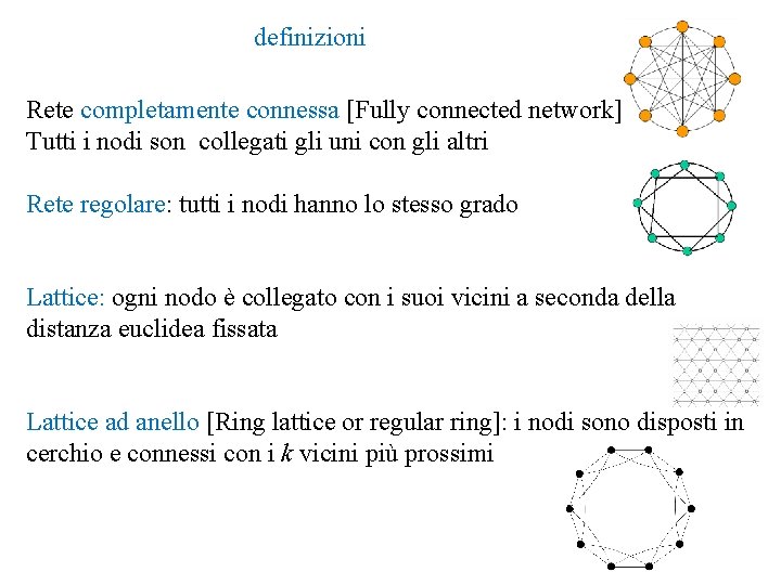 definizioni Rete completamente connessa [Fully connected network]: Tutti i nodi son collegati gli uni