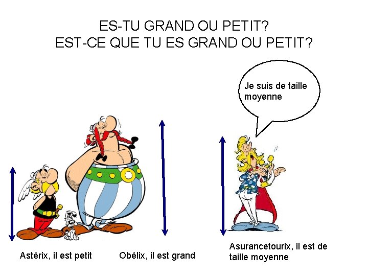 ES-TU GRAND OU PETIT? EST-CE QUE TU ES GRAND OU PETIT? Je suis de