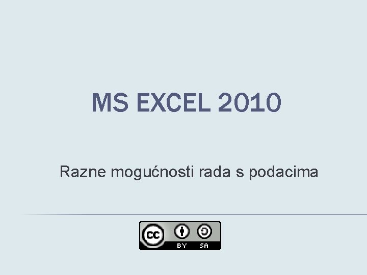 MS EXCEL 2010 Razne mogućnosti rada s podacima 