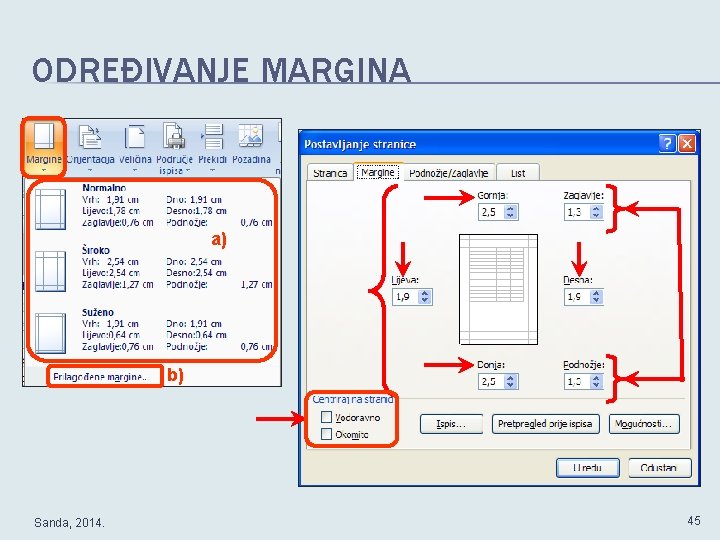 ODREĐIVANJE MARGINA a) b) Sanda, 2014. 45 