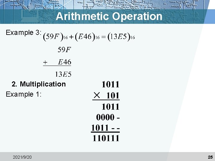 Arithmetic Operation Example 3: 2. Multiplication Example 1: 2021/9/20 25 
