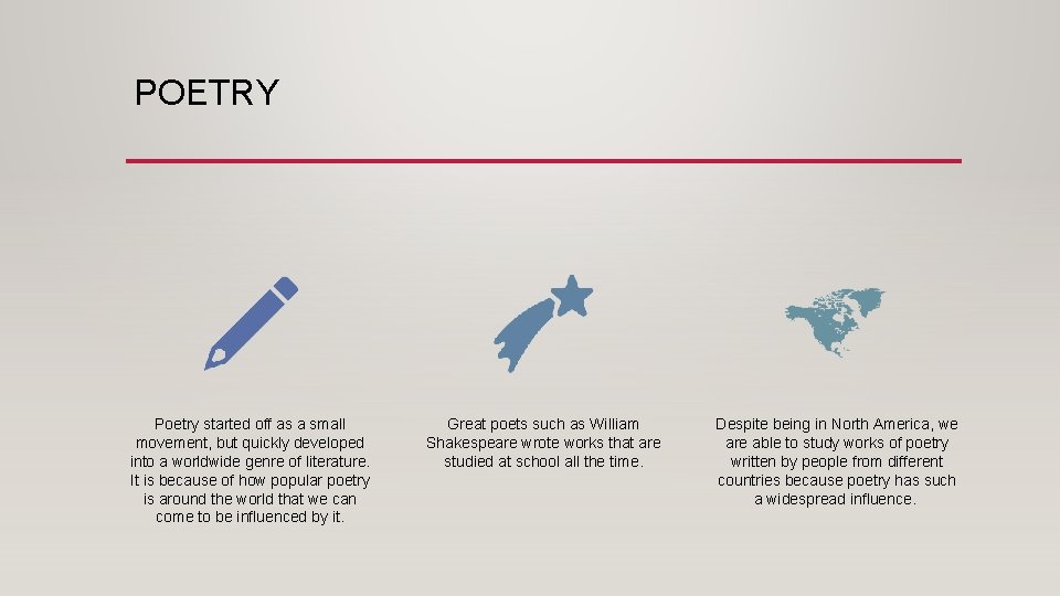 POETRY Poetry started off as a small movement, but quickly developed into a worldwide POETRY Poetry started off as a small movement, but quickly developed into a worldwide