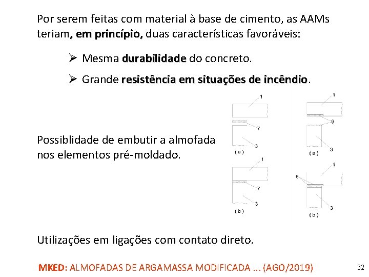 Por serem feitas com material à base de cimento, as AAMs teriam, em princípio,