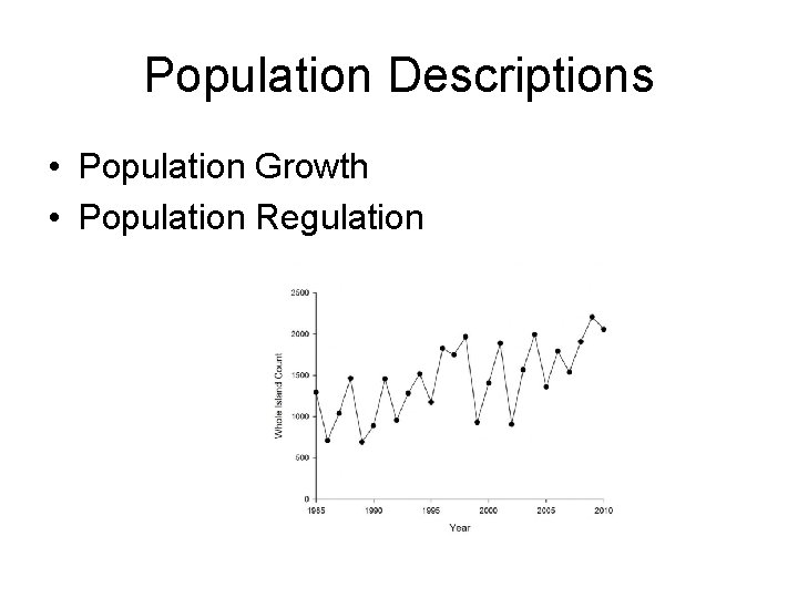 Population Descriptions • Population Growth • Population Regulation 