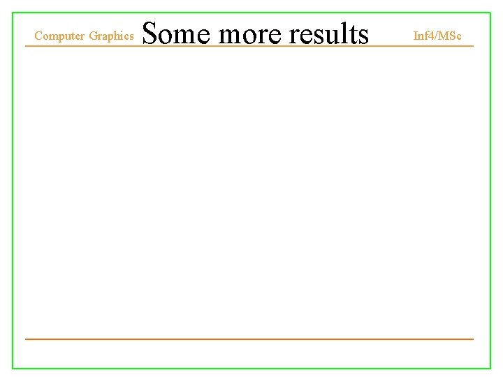 Computer Graphics Some more results Inf 4/MSc 