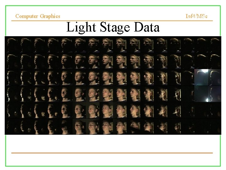 Computer Graphics Light Stage Data Inf 4/MSc Original Resolution: 64 32 Lighting through image