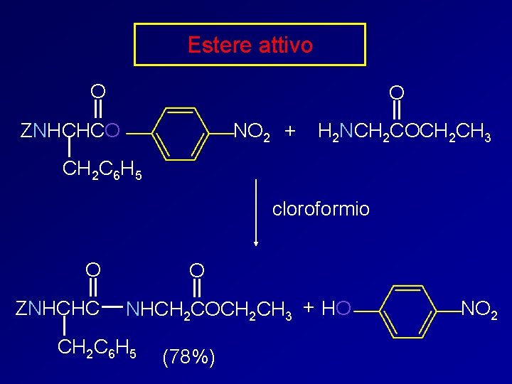 Estere attivo O O ZNHCHCO NO 2 + H 2 NCH 2 COCH 2