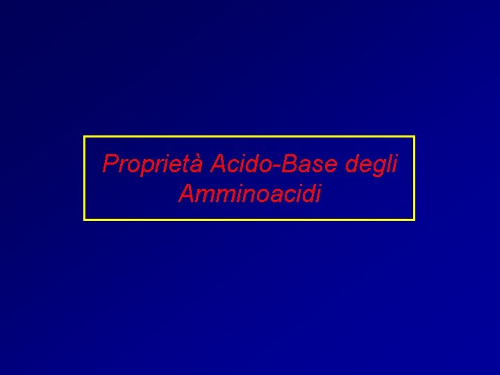 Proprietà Acido-Base degli Amminoacidi 